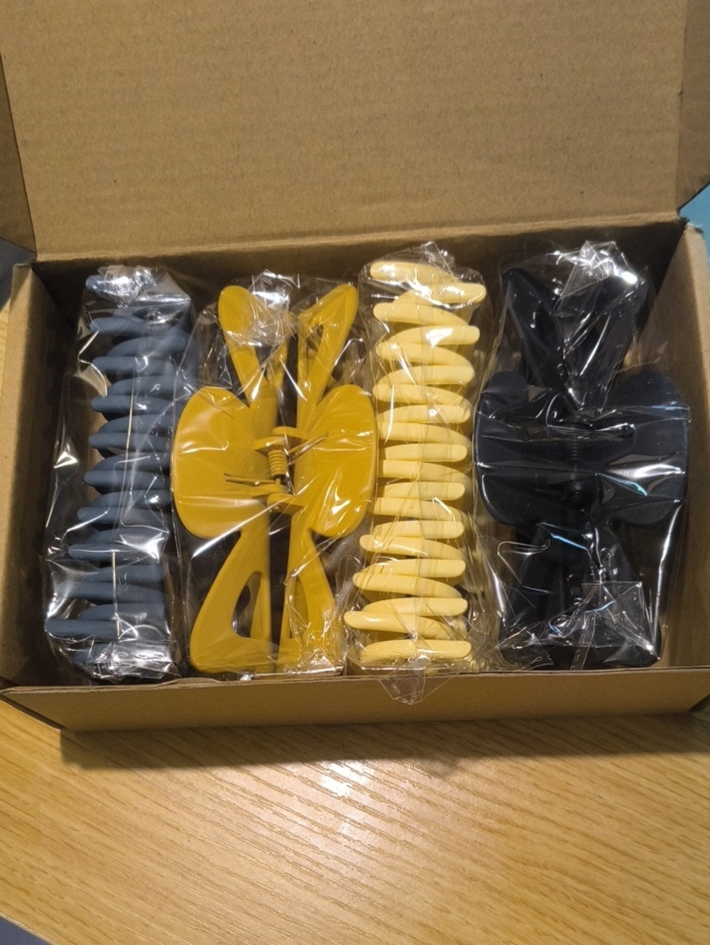 Everyday Jumbo Hair Claw Set - Mustard, Black, Gray and White